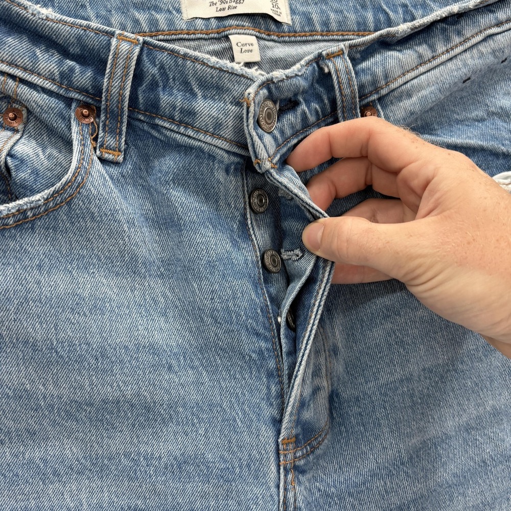 Abercrombie & Fitch 90s Baggy Straight Jeans Womens 10 Blue Low Rise Curve Love - Picture 3 of 12